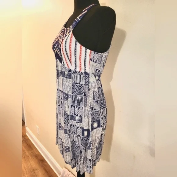 Flying Tomato Red, White, & Blue Pleated Halter Mini Dress (Size‎ Small) - Picture 4 of 11